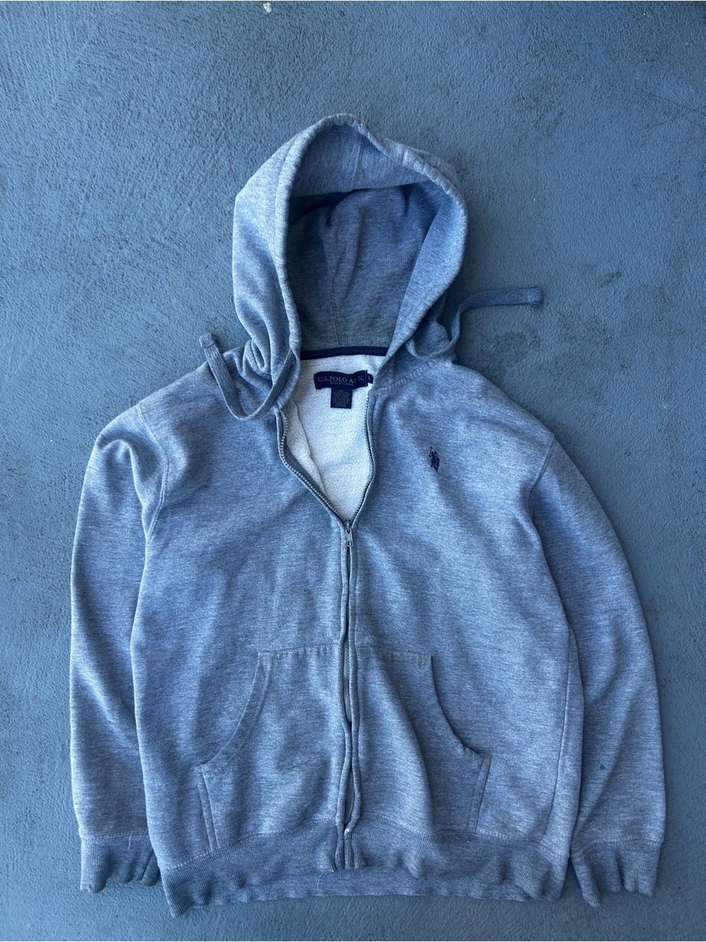 U.S. Polo Assn. Light Gray Full-Zip Hooded Sweatshirt